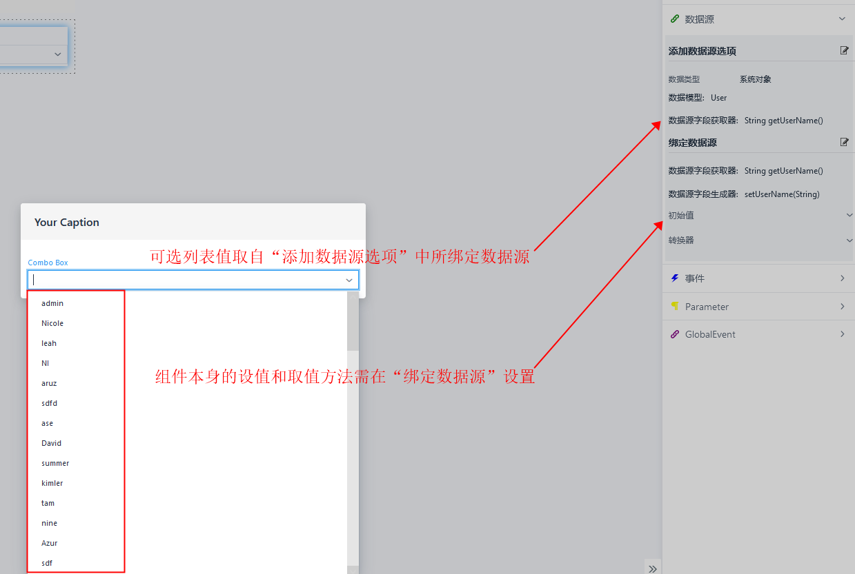 input combobox datasource